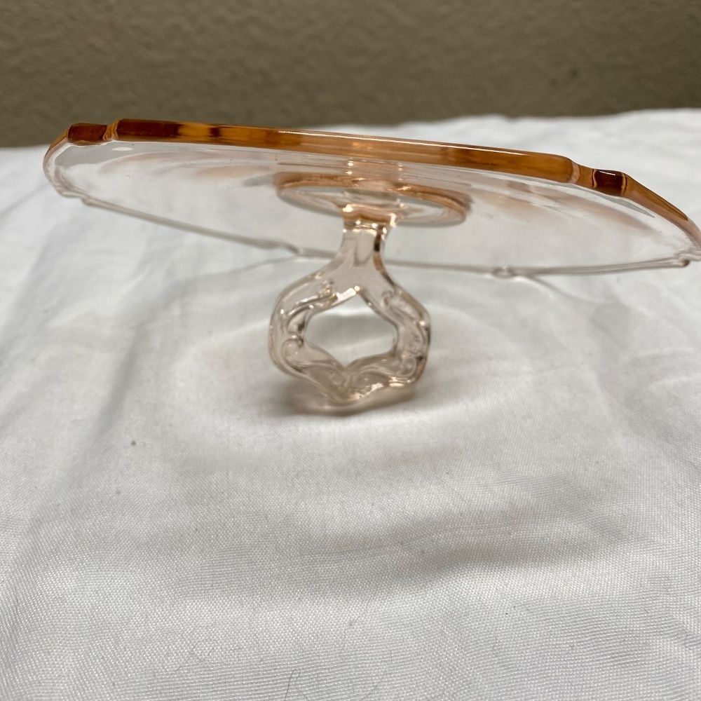 * Pink Depression Glass center-handled candy or bonbon dish 7" Vintage 1930's - Picture 7 of 10